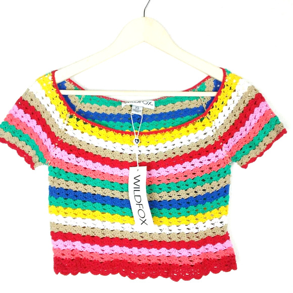 Wildfox Vibrant Glow Stassi Knit Crop Top XS - Picture 3 of 6